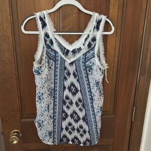 Charming Charlie Blue Graphic Relaxed Tank Top
